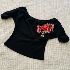 Black embroidered top